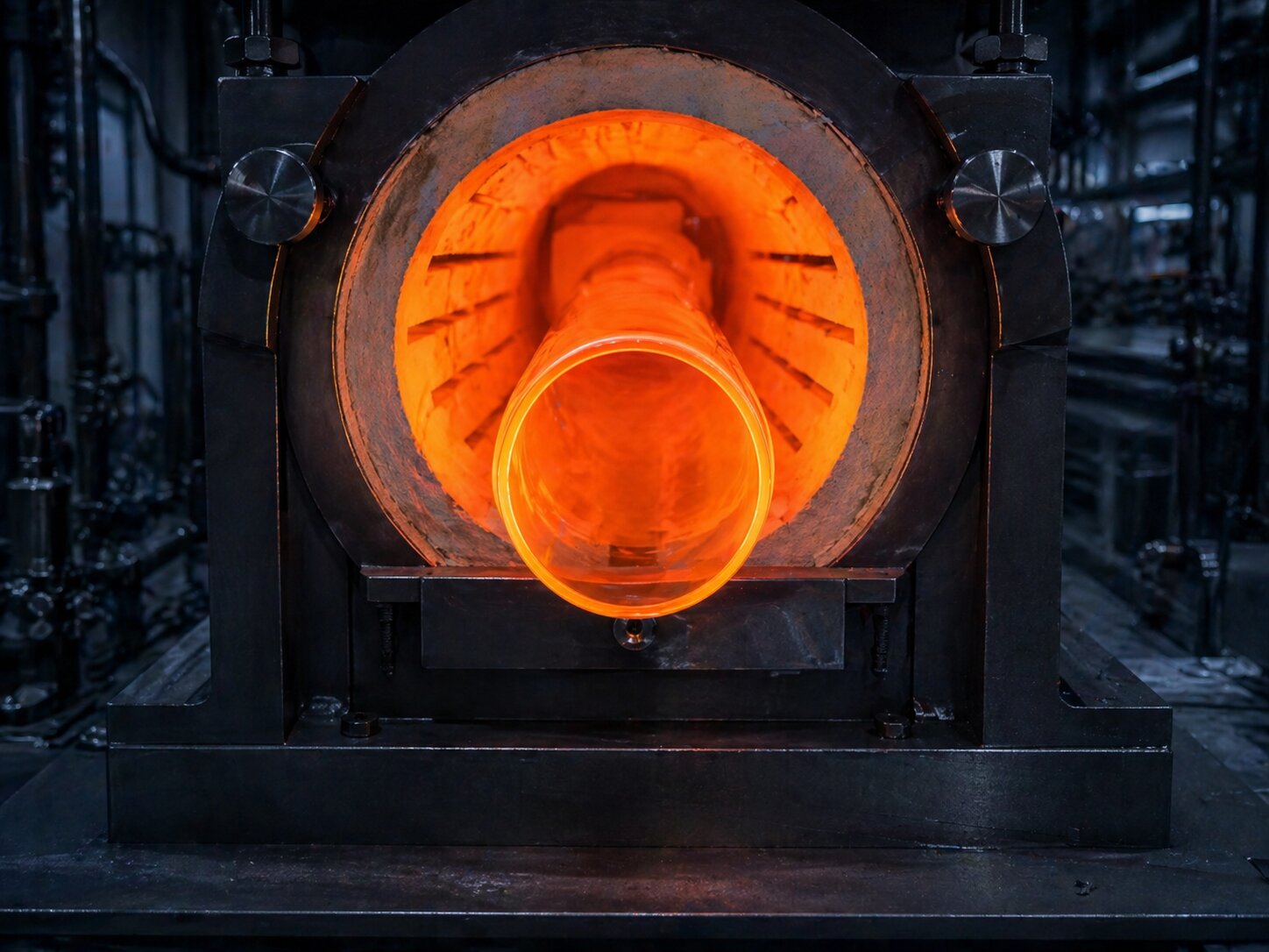 Кварцевая трубка в электрической печи при температуре 1200°C — рабочий режим марки КВ по ГОСТ 8680-58