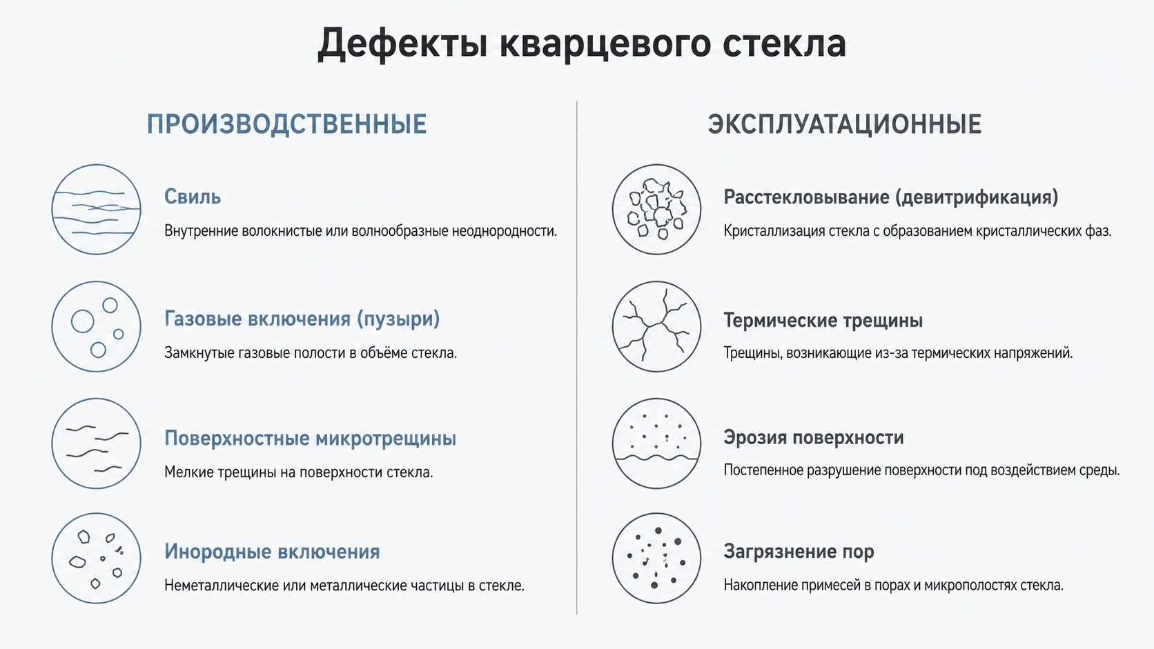Классификация дефектов кварцевого стекла