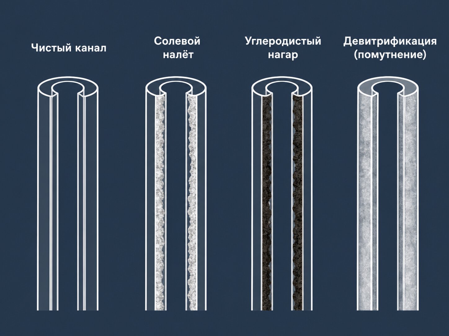 Типы загрязнений кварцевого инжектора
