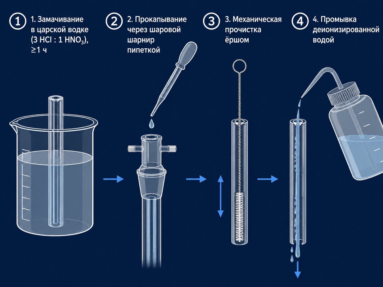 Пошаговая процедура очистки кварцевого инжектора