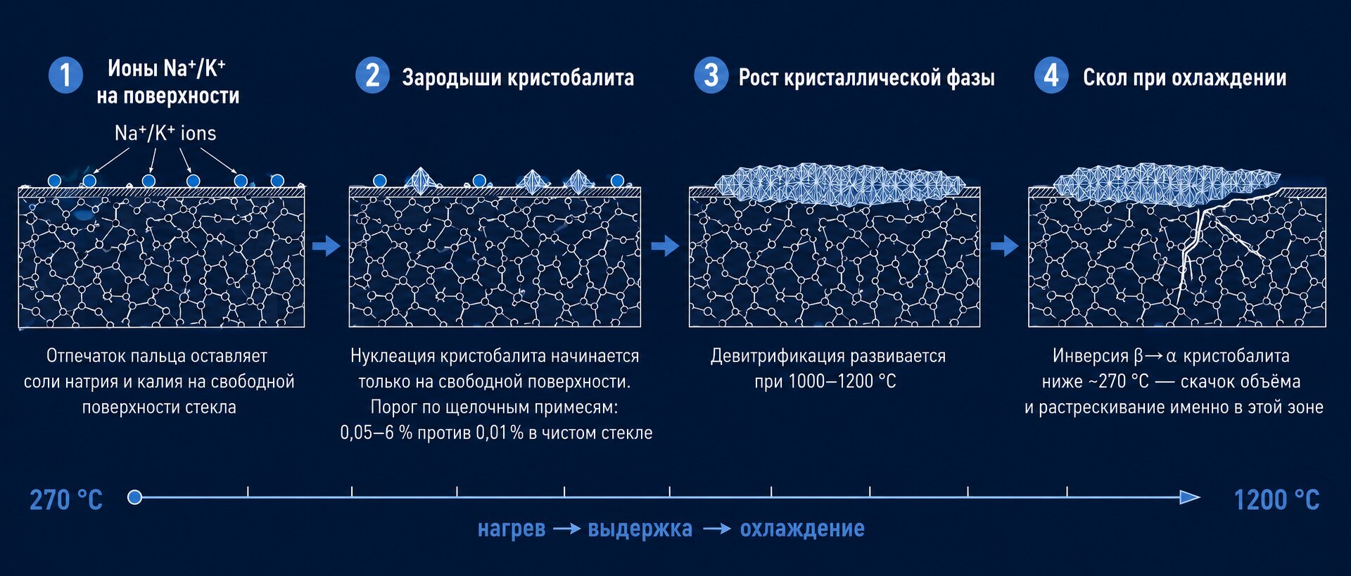 Схема девитрификации кварцевого стекла